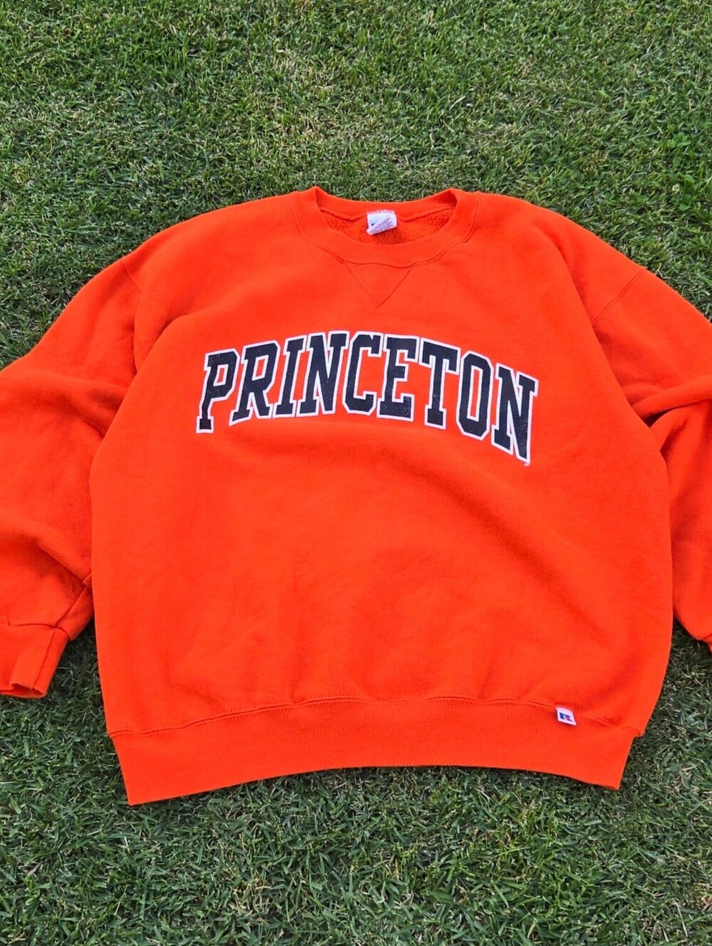 Vintage Princeton Crewneck Russell Athletic Sweatshirt Men's Large Orange 90s